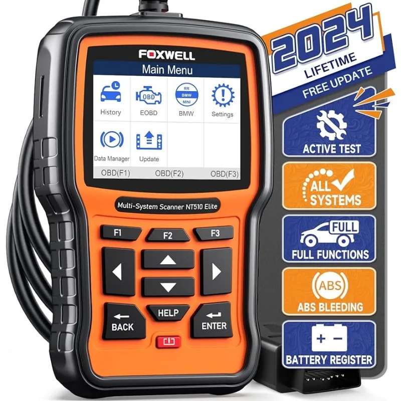 

FOXWELL NT510 Elite Scanner Full System Car Scan Tool, Bi-Directional Diagnostic Tool with All Reset Service