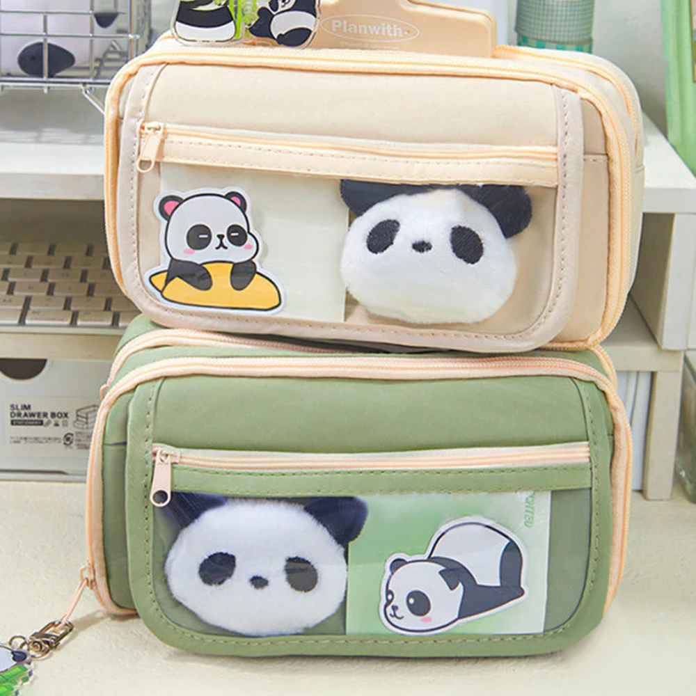 대용량 샌드위치 판다 펜 가방, 한국 버전, 하이 프로파일 수평 클램쉘 문구류 가방, 9 층, 1PC