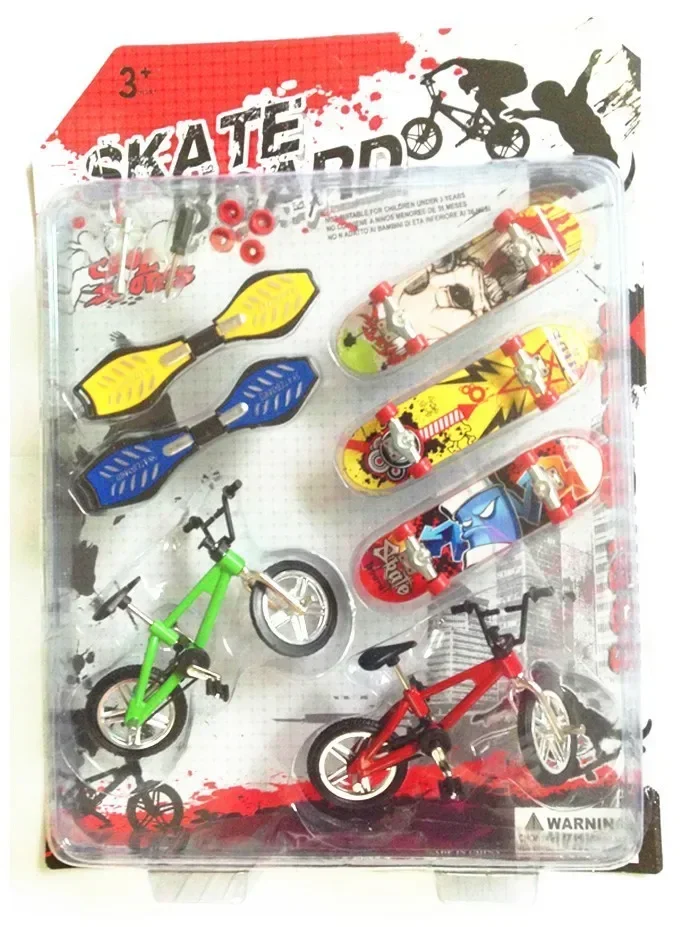 [Funny] 7 Pz/Set Lega Tech Skateboard Stunt Ramp Deck Toy Strumenti Professionali Graffiti Fashion Mini Finger Skateboard + Bike Toy