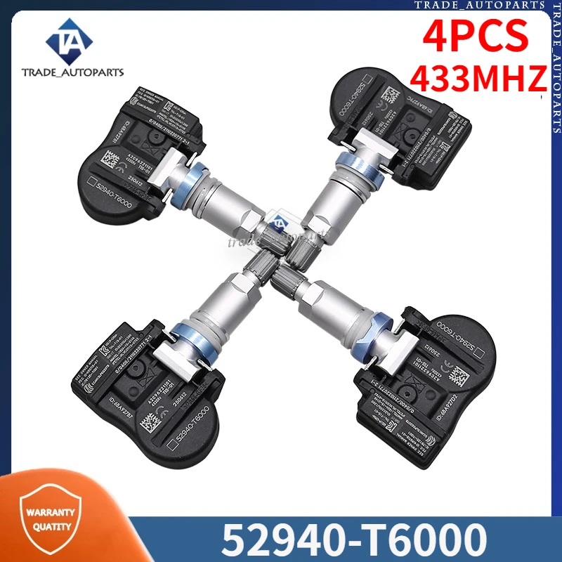 Enhanced Tire Pressure Monitoring System Sensor - Pack of 4 (433MHz)