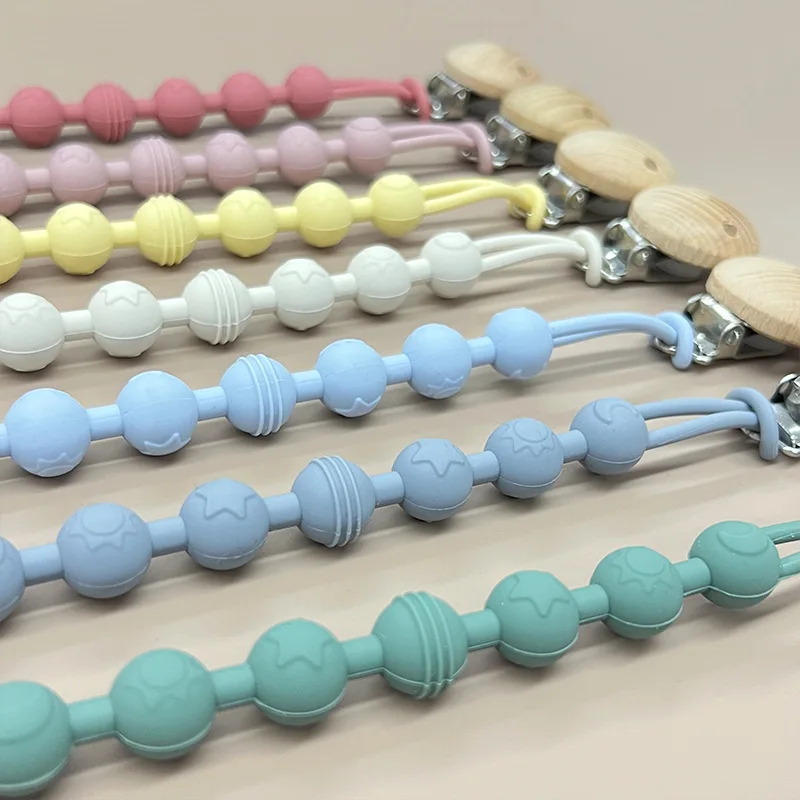 Soothing pacifier anti-chain baby stroller teether anti-loss chain baby silicone pacifier clip toy biting glue lanyard