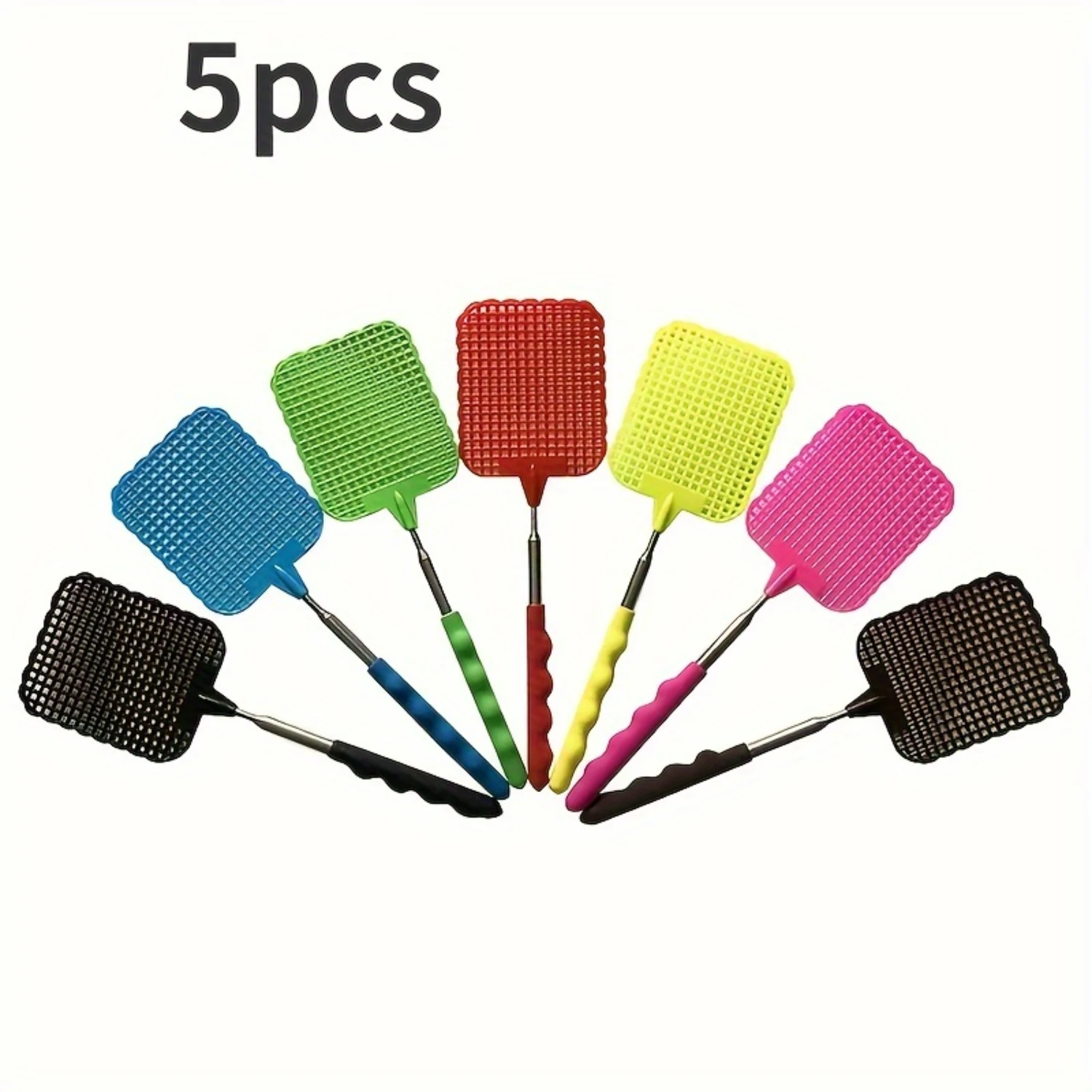 5-Piece Retractable Fly Swatters-Durable, Long Handle For Indoor & Outdoor Use-Manual Mosquito & Insect Killer Essential S