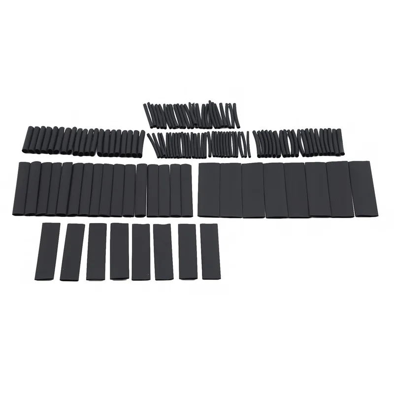 127Pcs/Bag Black Cable Sleeve Kits Heat Shrink Tubing Set Assorted Wrap Wire Flame Retardant Electric Cables Tubes