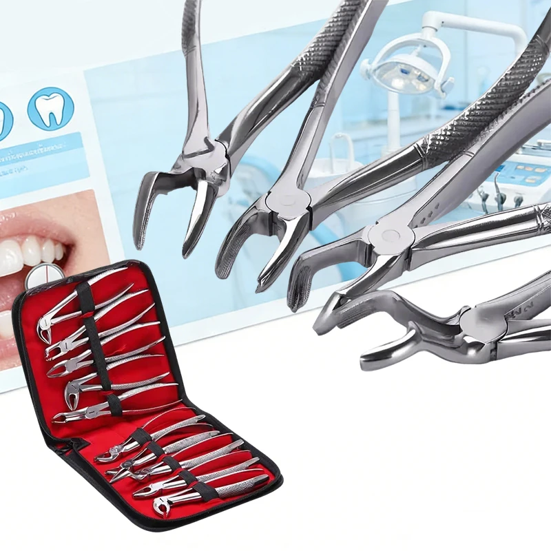 Zahnextraktionszangen-Set für Erwachsene, Zahnheber und Zahnzangen-Set, Instrumente für Oralchirurgie, Zahnarztwerkzeuge aus Edelstahl