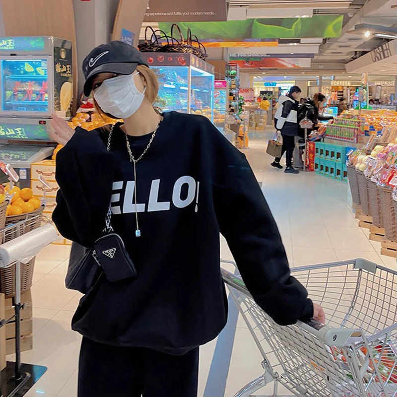 Woman Sweatshirts 2023 Casual Korean Grunge Street Sweatshirt Y2K Clothes Oversize Pullovers Loose Hoodies Womens Clothing