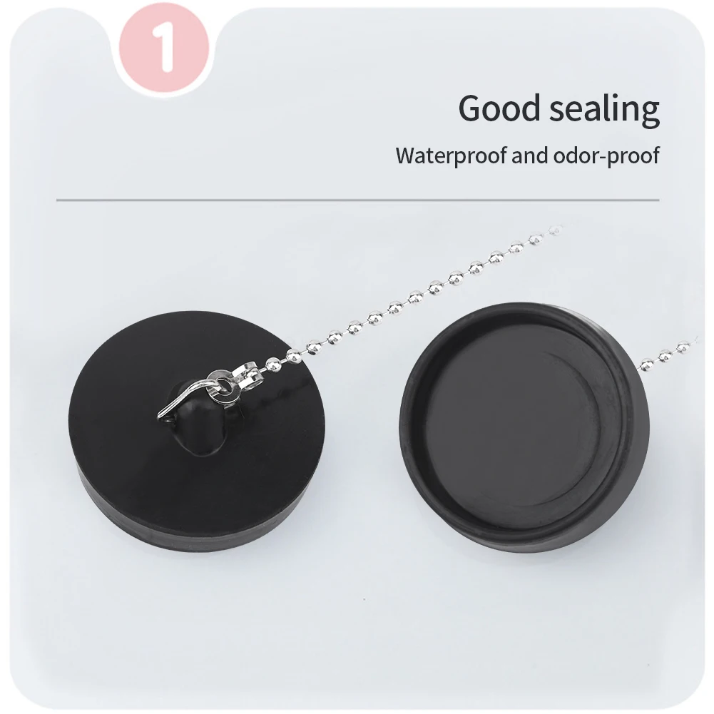 Bathtub Stopper 2pcs 43mm Hanging Ring with Chain