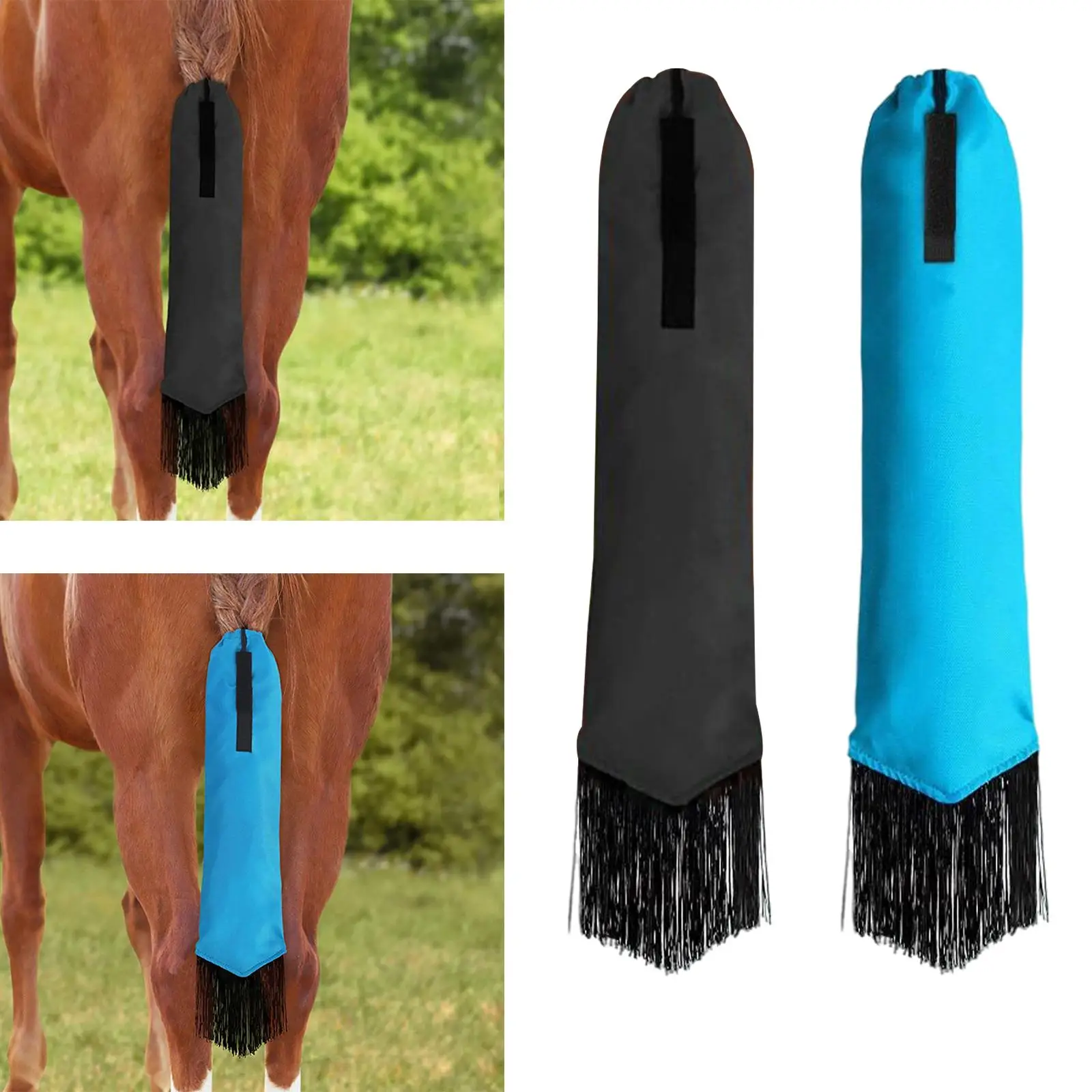 Horse Tail Bag with Fringe Horse Tail Wrap Protector Long Decoration Equestrian Equip Racing Care