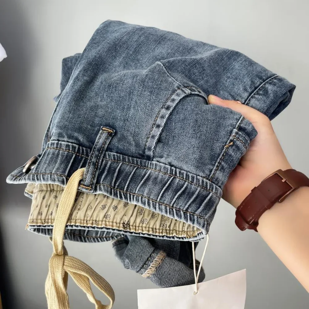 2024 Straight Stretch Denim Men's Business Casual High Waist Jeans men clothing Classic Fashion Slim y2k streetwear pants