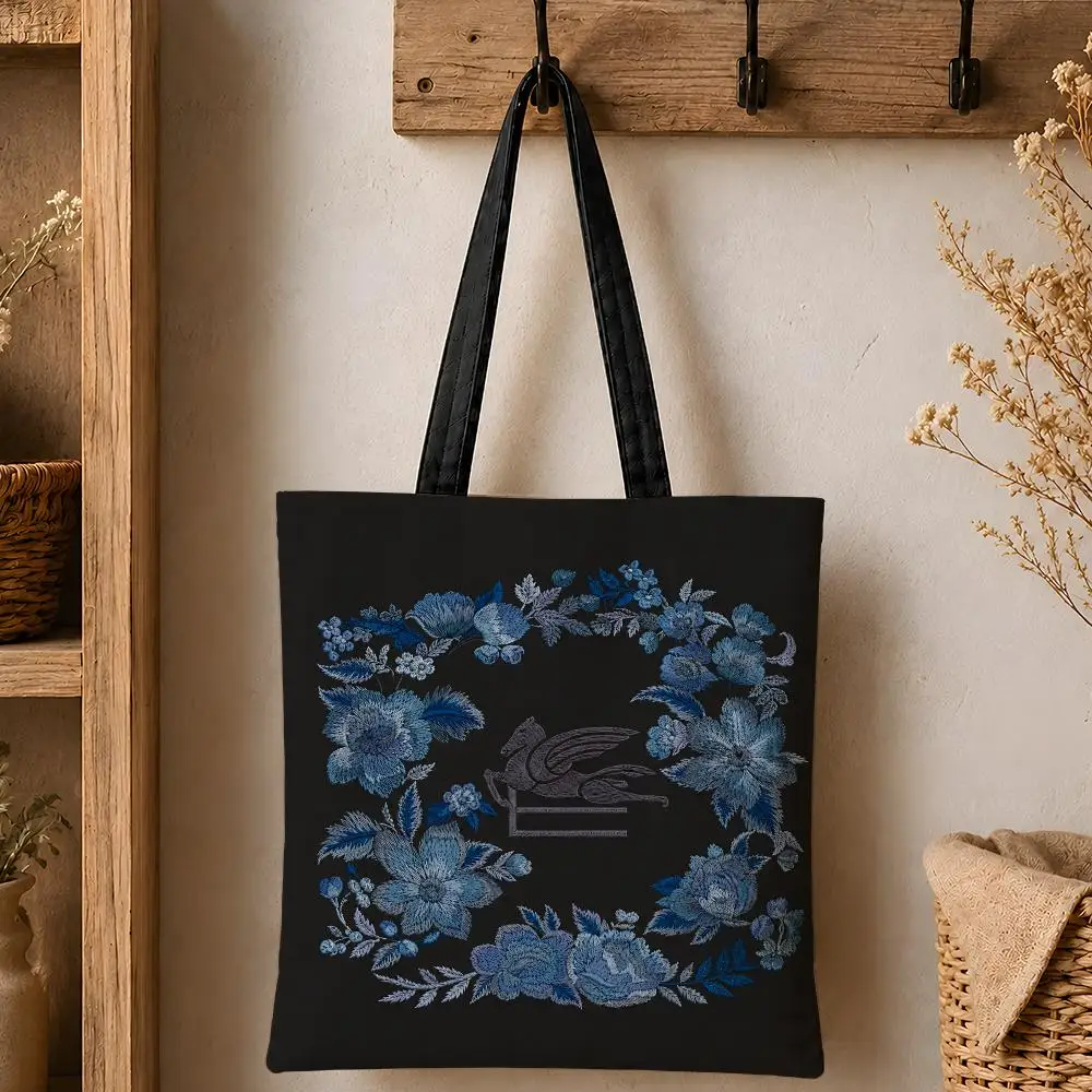 Eco-Friendly Cotton Canvas Tote Bag - Reusable Large Capacity Fashion Storage Bag