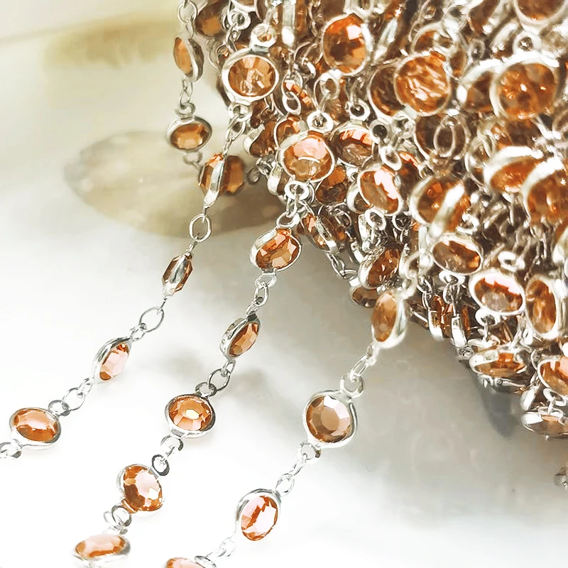 1 Meter 6mm Colorful Crystal Beaded Necklace Chain for DIY Jewelry and Crafts