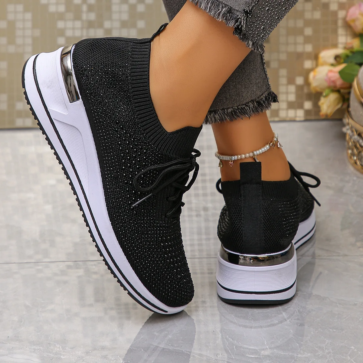 Women Sneakers 2025 New Mesh Outdoor Platform Sneakers Women Wedges Thick Bottom Breathable Casual Tennis Vulcanize Shoes Women