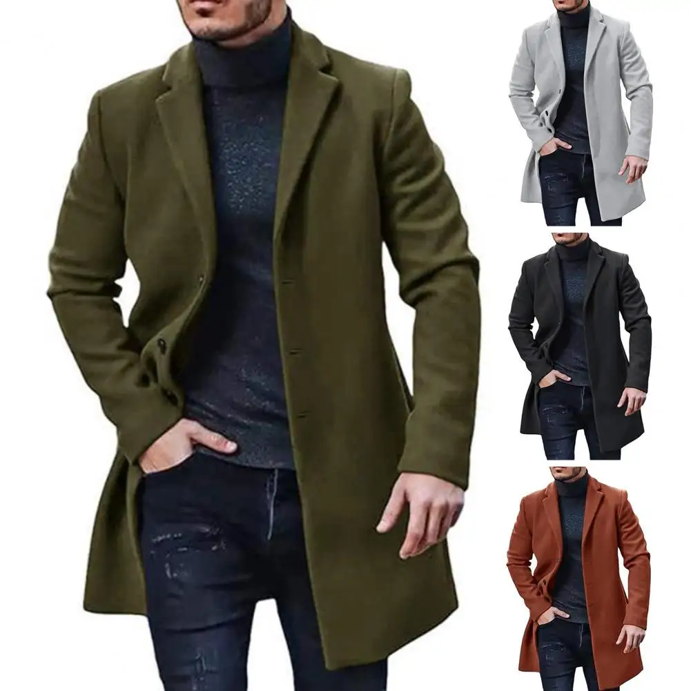 

Jacket Coat Lapel Men Coat Stylish Men's Winter Coat Buttoned Lapel Casual Loose Fit Warm Outerwear for Autumn Winter