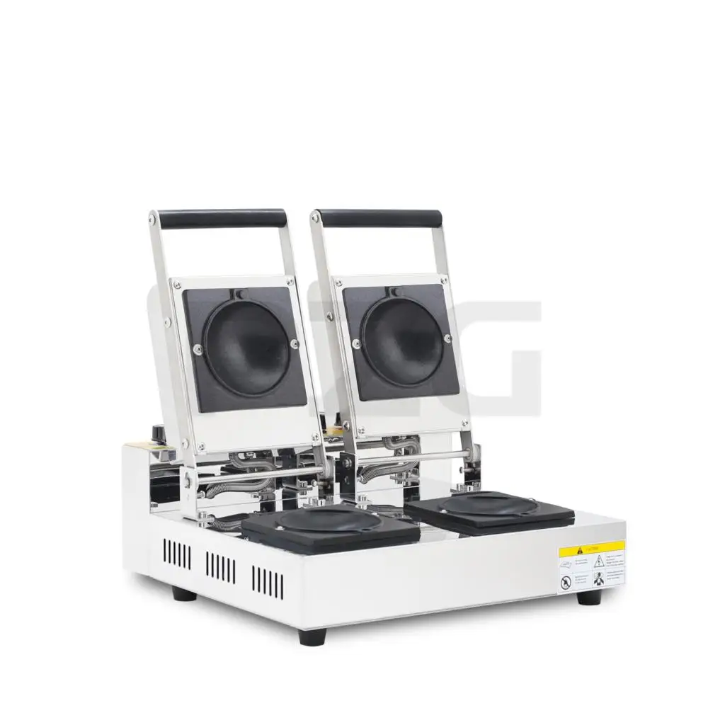 Description Picture 6 of item2 Pans Crispy Gelato Cake Donut Bun Ice Cream Burger Press Maker Machine Toasted Brioche Bun Burger Making Machine