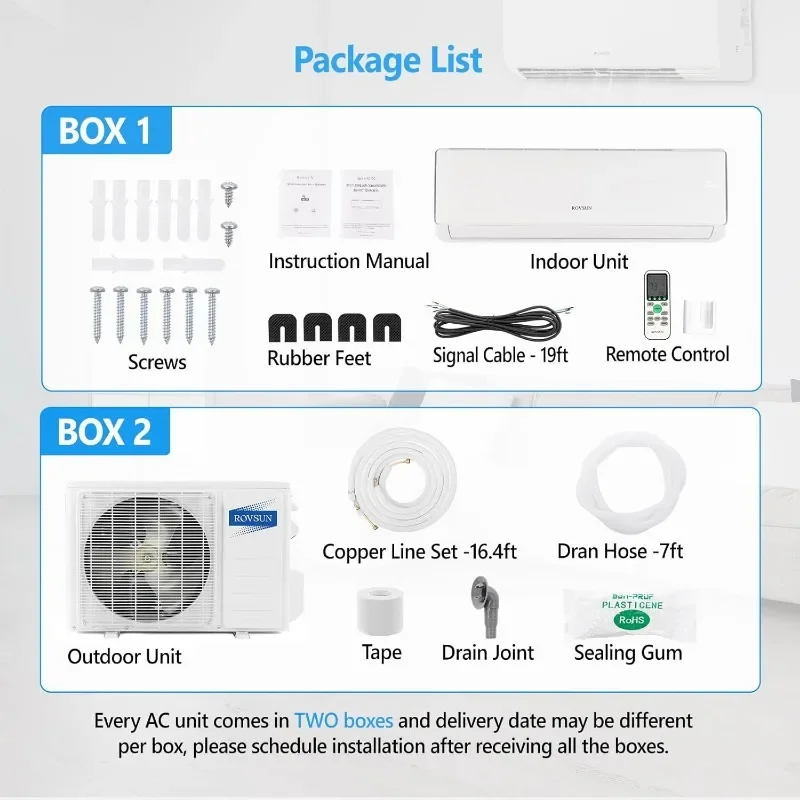 ROVSUN 11000 BTU Wifi Enabled Mini Split Air Conditioner & Heater, 17 SEER2 115V Inverter Ductless Wall AC Unit 6