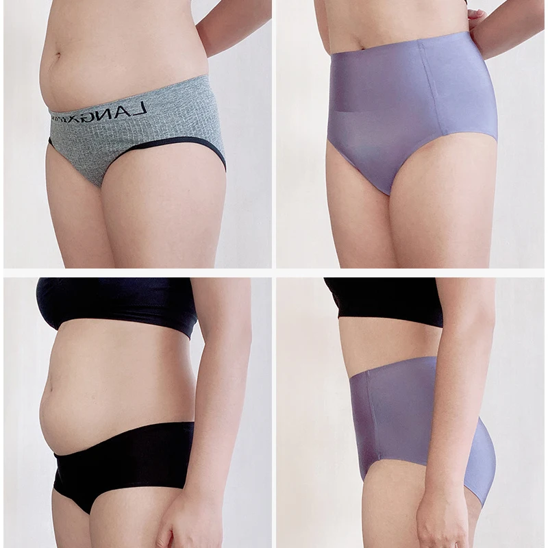 M~2XL Seamless Body Shaping Elastic Briefs Ice Silk Underpants Women's Lingerie Abdomen Panties Soft Underwear Female Intimates