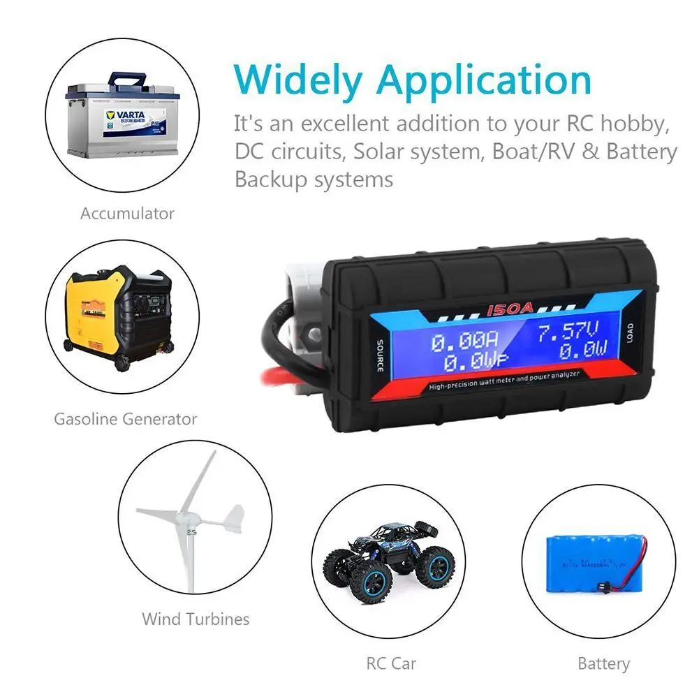 150a/200a digital lcd amp watt medidor de energia analisador solar caravana para anderson plug ferramenta acessórios do carro