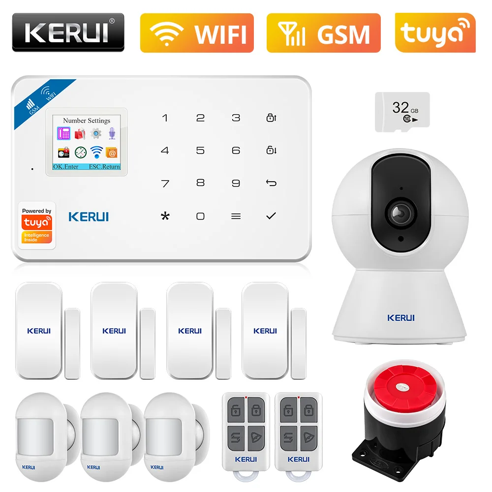 

KERUI W181 WIFI GSM Home Security Tuya Smart Alarm System APP Control Wireless Door Sensor PIR Motion Detector Burglar Alarm Kit