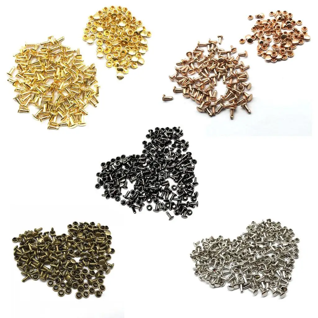 100 Sets 6x8mm Double Rivet Leather Craft Repairs Studs Decor