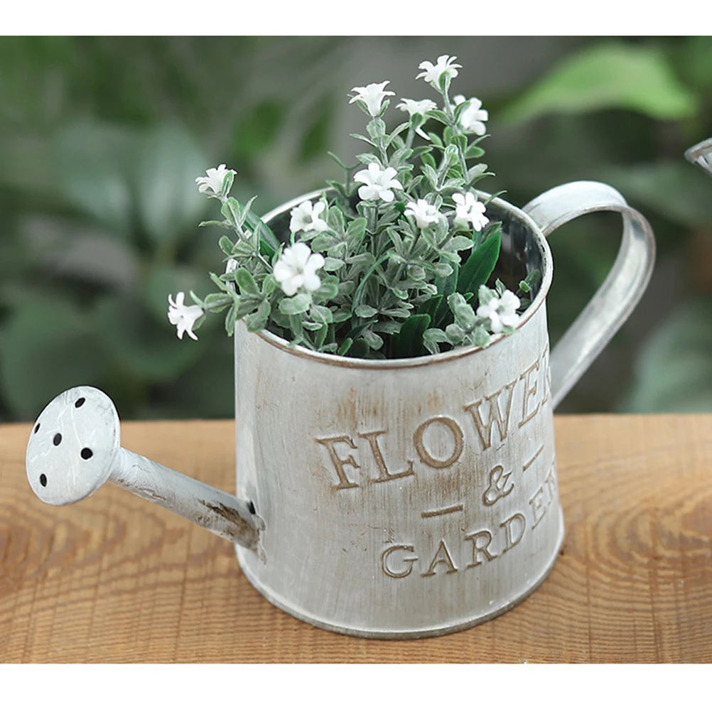 Creative Flower Vase Can Rustic Iron Metal Jug Pitcher Tin Bucket Watering Can Shape Portable Pot for Home Wedding Party Decor