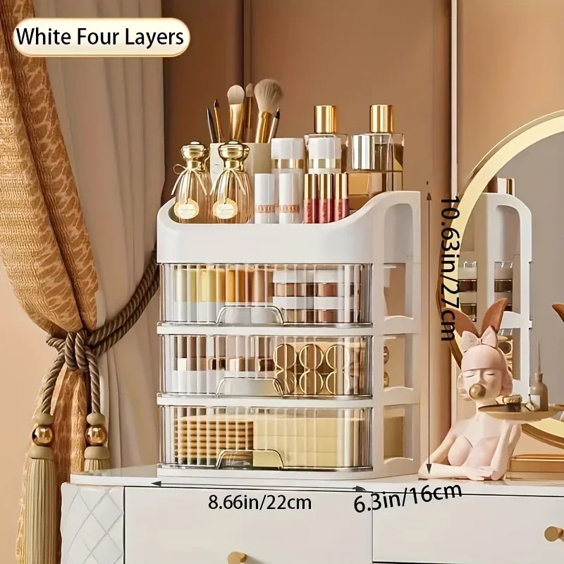 Cosmetic Storage Box Large Capacity Transparent Drawer Jewelry Makeup Storage Box Multi-layer Multi-functional Desktop Organizer 5
