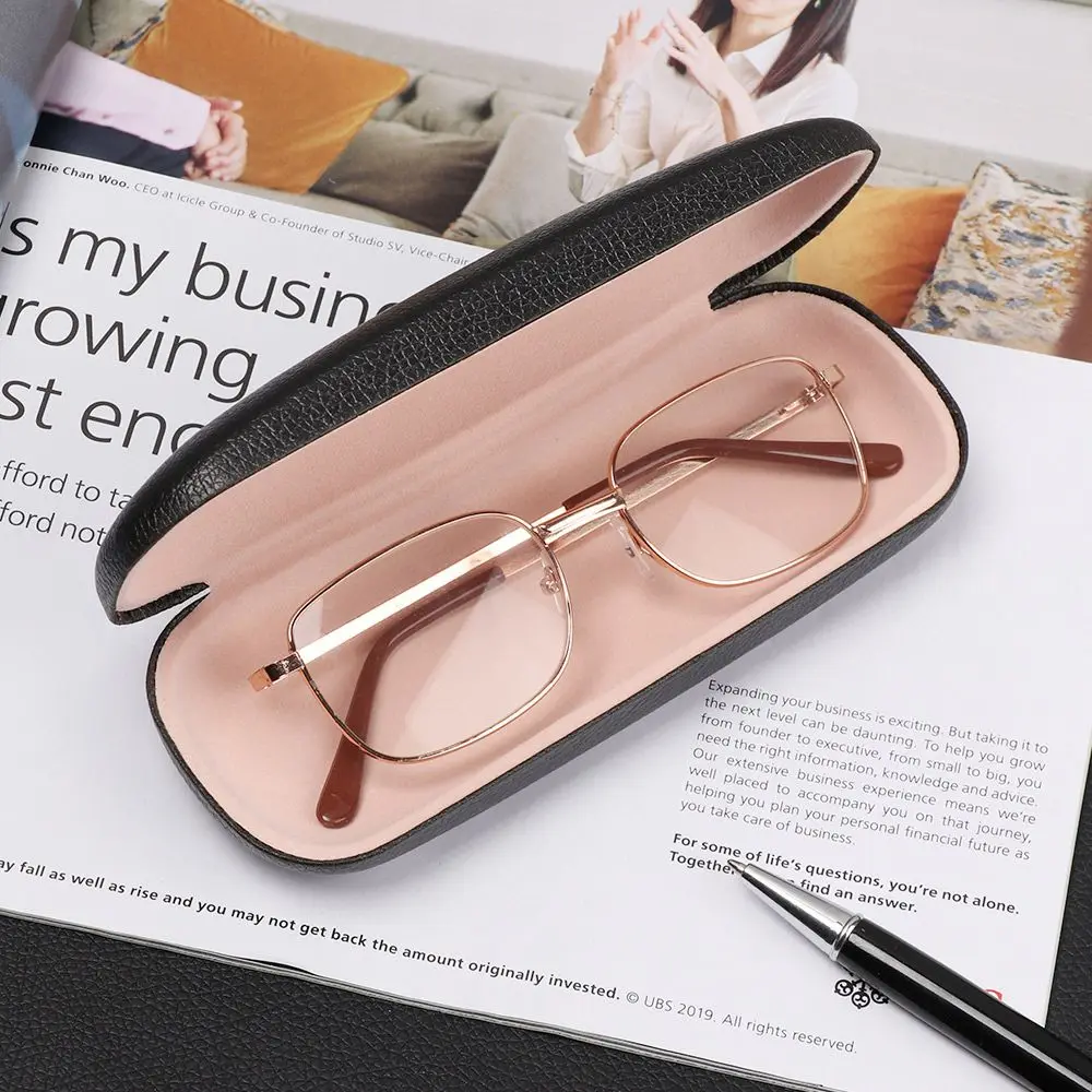 Pu Leather Litchi Grain Waterproof Eyewear Protector Glasses Box Hard