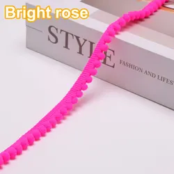 Mini Pom Pom Fringe Ribbon Lace Trim for DIY Home Decor and Crafts - 35 Vibrant Colors (Bright rose)
