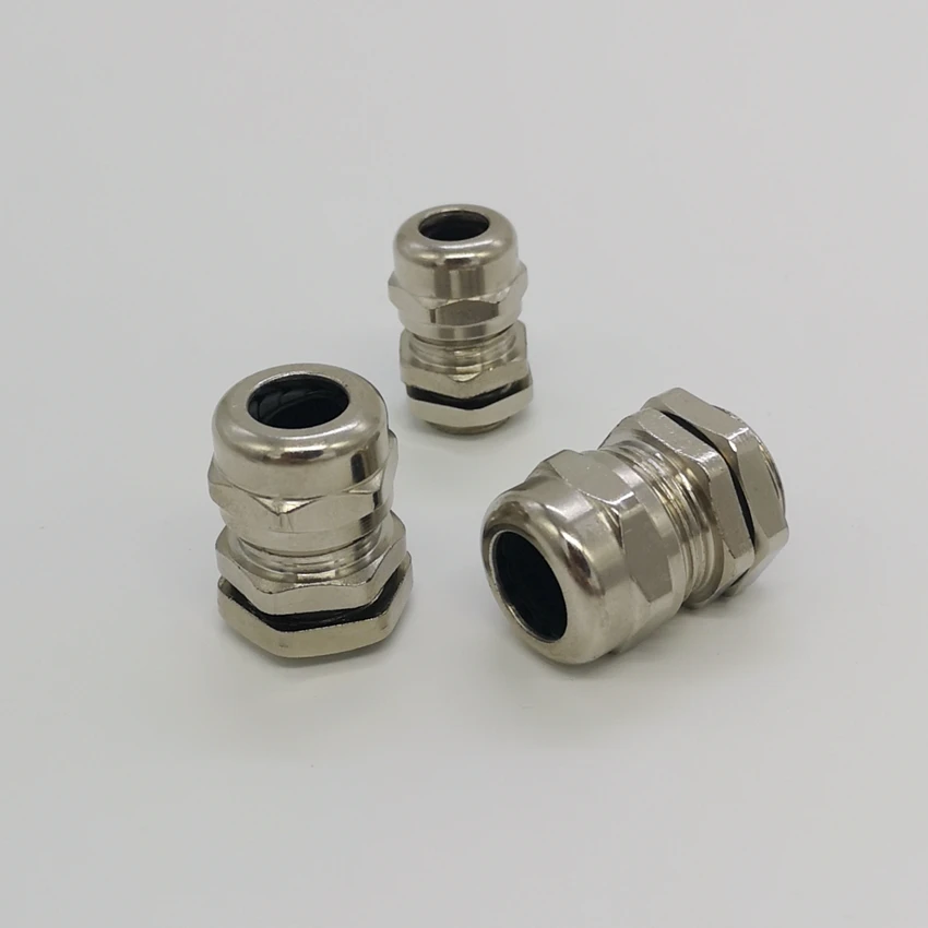 5pcs Cable Gland M10X1 M12x1.5 for 3-3.6mm Cable Zinc Alloy Nickel Plated Connector