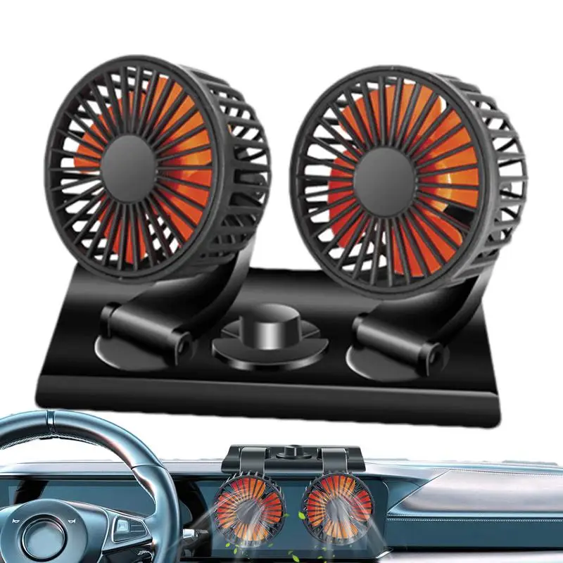 

Car Fan 24V Small Cooling Car Fan With Dual Heads Backseat Air Fan Electric Vehicle Cooling Device With 2 Wind Speed For Indoor