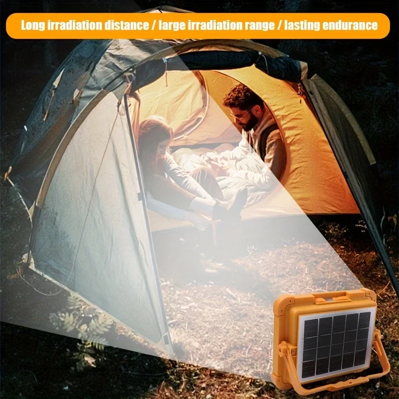 Solar Portable Camping Light with 20000W High Power Battery Rechargeable LED Floodlight with Magnet  Tent Light  Emergency Night