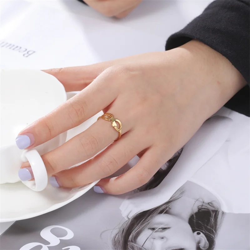 Minimalist Rings Dog Bone Paw Girls Gold Color Stainless Steel Ring Women's - PeticaDeals