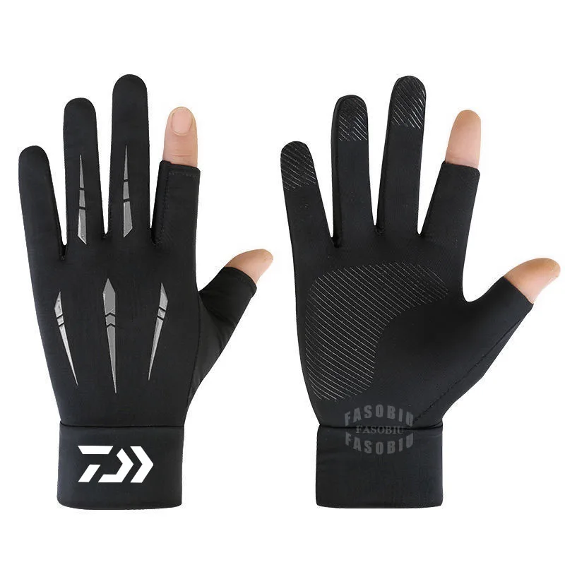 Daiwa Summer Ice Silk Two-Finger Non-Slip Fishing Gloves Men's