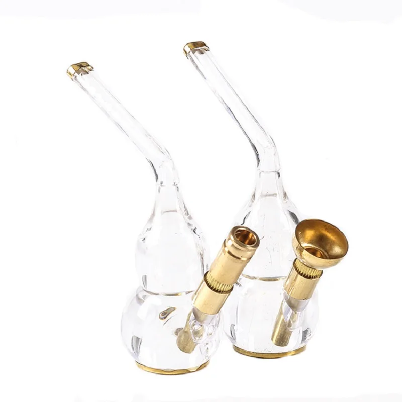 Acrylic Cigarette Tobacco Smoking Pipe With 8MM/19MM Brass Bowl Mini Shisha Hookah Water Pipe Bottle Filter Smoking kit smoking accessories tobacco pipe tobacco smoking accessories herb smoking pipe smoking pipe