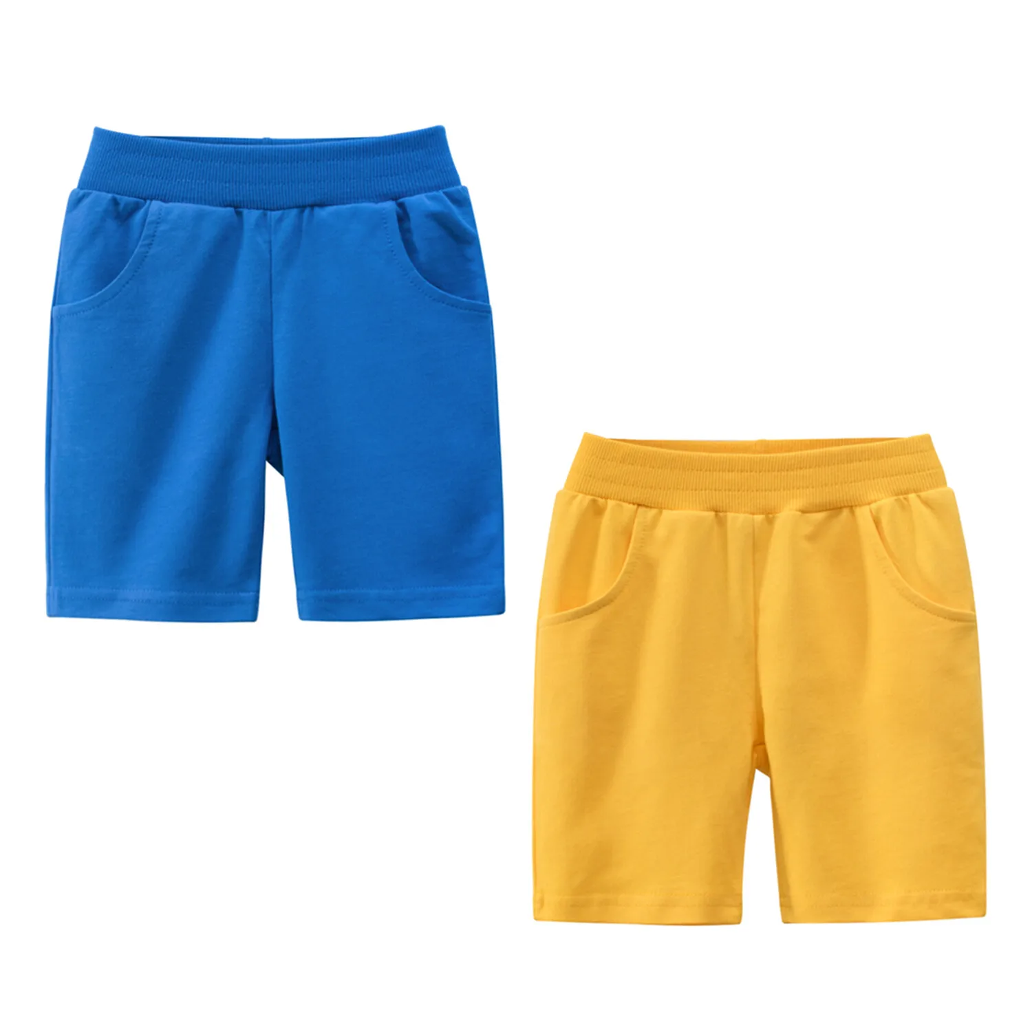 

2pcs Kids Short Pant Infant Solid Color Summer Knee-length Shorts Little Boy Casual Cotton Pockets Short Toddler Boys Short Pant
