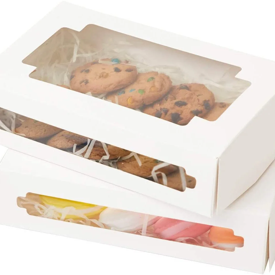

20PCS+1 stickers 12*8*2.5 in Cake Boxes with Window Bakery Boxes Pastry Boxes for Cake, Pastries Chocolates Cupcakes