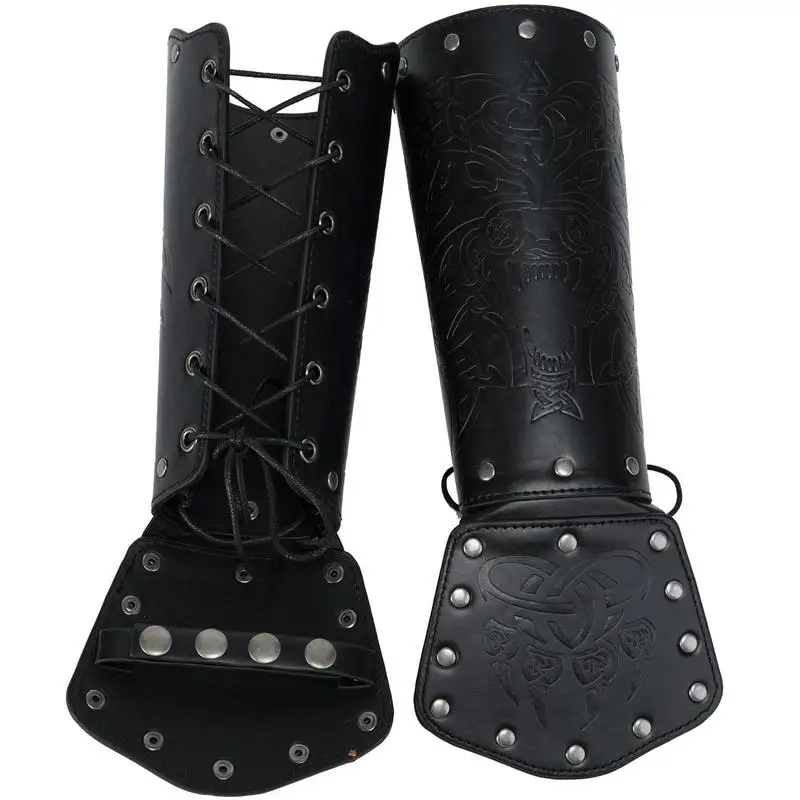 Medieval Arm Gauntlets Feather Viking Wrist And Hand Bracer Nordic Viking Style Hand Guard Costume For Playing Roles For Cosplay