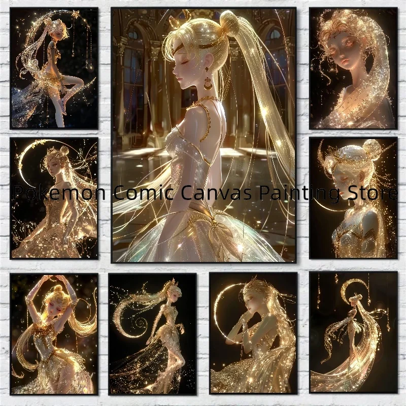 

Anime Aesthetic Room Decor Sailor Moon Canvas Stickers and Posters Picture Home Decoration Children's Gift