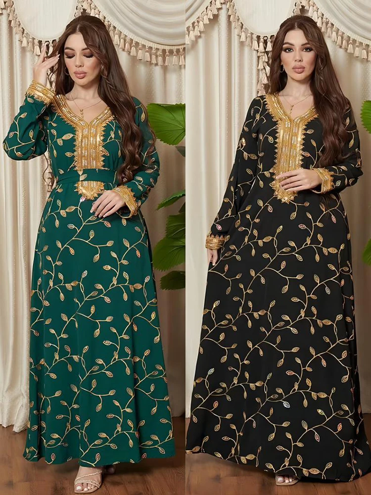 AutumnMuslimDressforWomenJalabiyaAbayaEmbroideryPartyVestidos