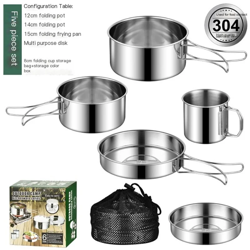Outdoor Portable Cookware kit Lightweight and Foldable Suitable for Outdoor Travel Nature Hiking Fishing Picnicking Household
