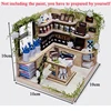 DIY Wooden Miniature Model Kit Paint Shop Casa 3D Puzzle Dollhouse With Furniture Lights Roombox Home Decor for Friends Gifts 6