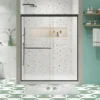 Double Sliding Shower Door, 44" - 48" W x 70" H Semi-Frameless Glass Shower Door with 1/4" Clear SGCC Tempered Glass 1