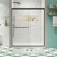 Double Sliding Shower Door, 44" - 48" W x 70" H Semi-Frameless Glass Shower Door with 1/4" Clear SGCC Tempered Glass 1