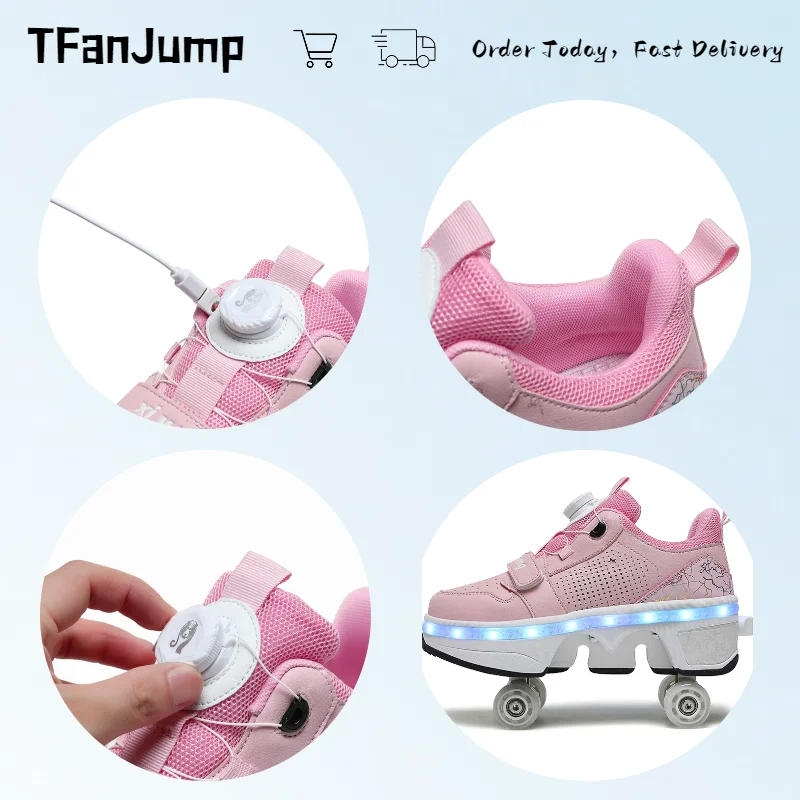 Chaussures à Roulettes 2 En 1 Pour Enfants Et Ados - Patins Amovibles, Skate Et Basket | Garçons Et Filles (taille à Vérifier)