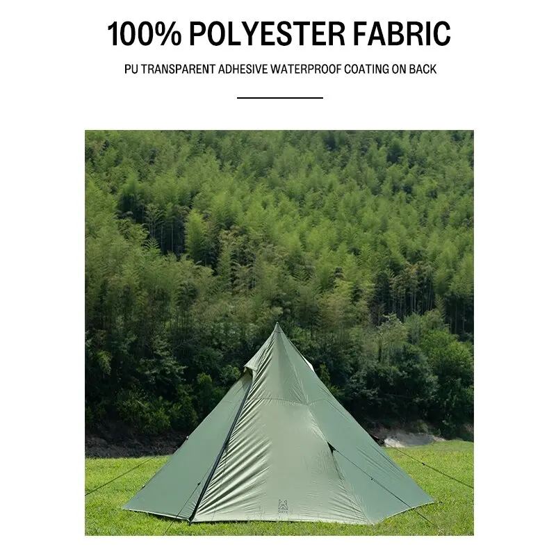 Camping Tent GERC Indian Hexagonal Pyramid Tent Outdoor Camping Portable Foldable Large Thickened Rain Proof