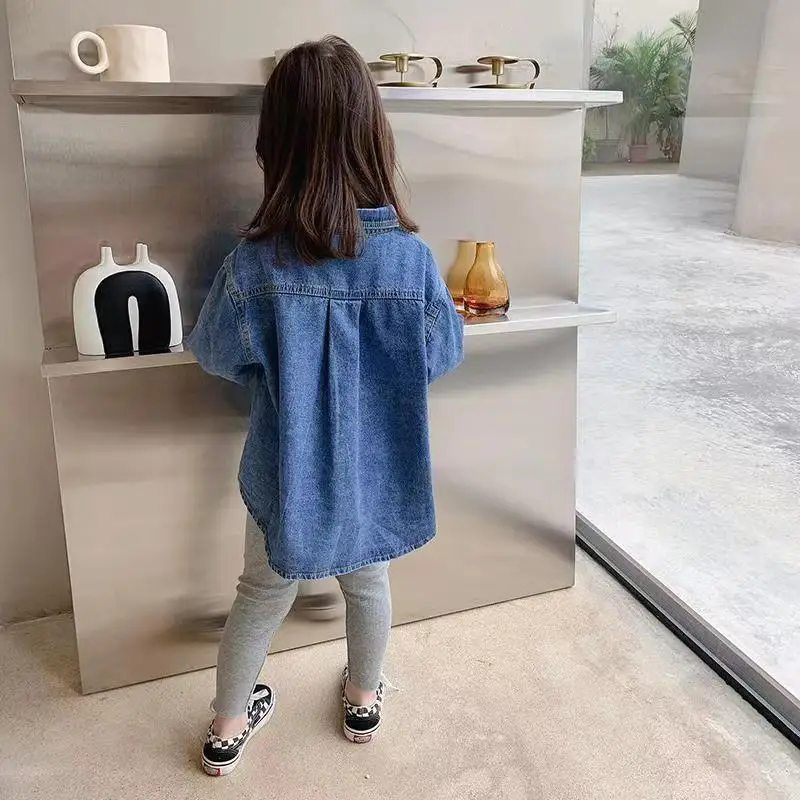 Girls Boys Denim Shirts for Spring Autumn Summer