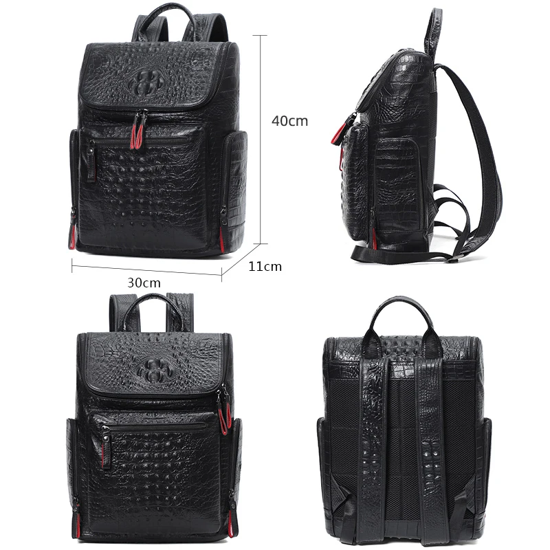 Crocodile Genuine Leather 15.6 inch Laptop Backpack Men Travel Bags Bagpack Waterproof Big Backpack For Teenager Schoolbag 4