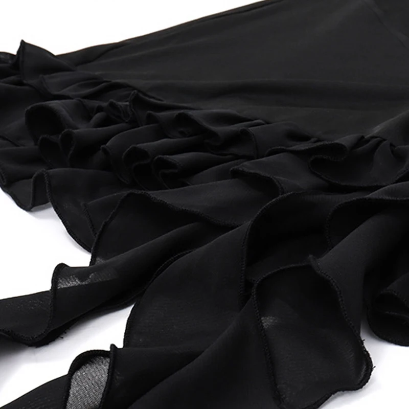 y2k Skirt Women Coquette Clothes Solid Color Low Waist Butterfly Ruffle Trim Mini Skirt 2000s Party Skirts Streetwear _