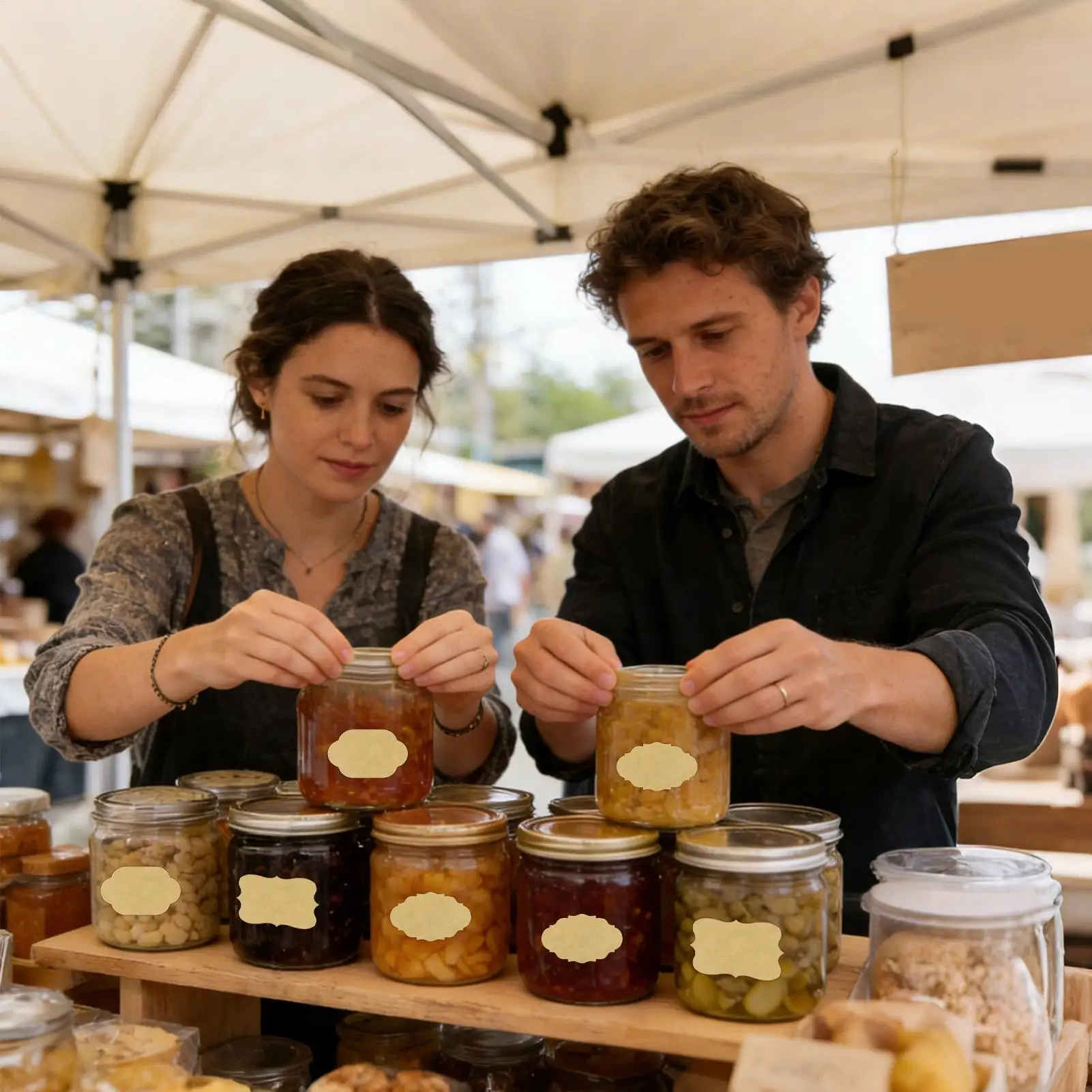 식품 용기 라벨 스티커용 탈부착 가능 방수 접착식 종이 데칼, 항아리, 선물 및 공예품용 자가 접착 라벨