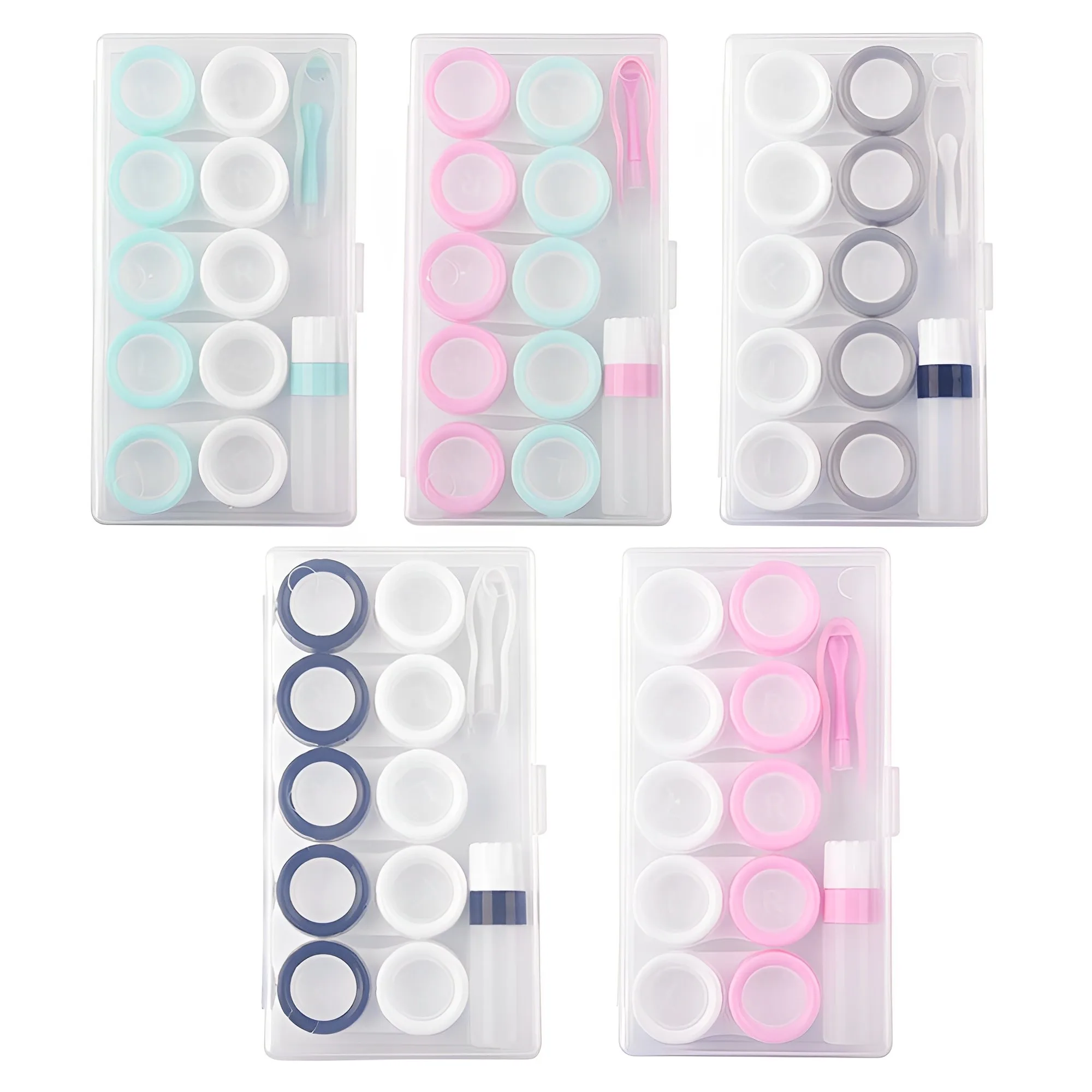 

5 Pairs Contact Lens Box Holder Travel Portable Small Lovely Clear Eyewear Bag Container Contact Lenses Soak Storage Case