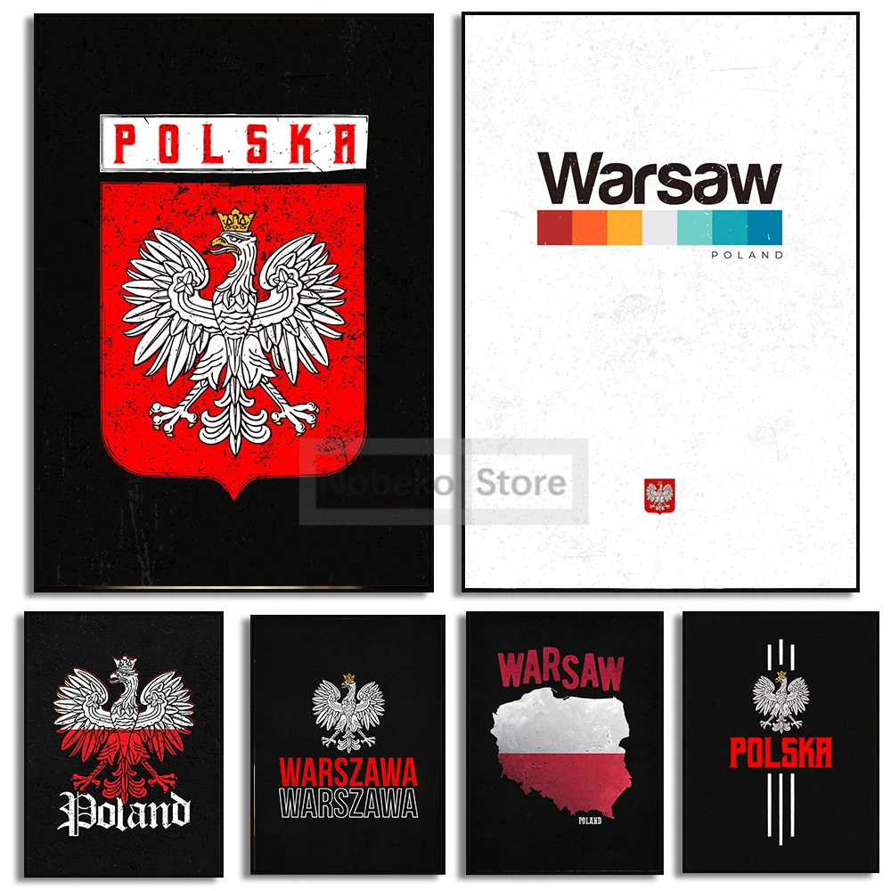 Polonia Poster Polska Pride White Eagle Warsaw Poster And Prints Gift Canvas Painting Wall Art Pictures Home Room Decor