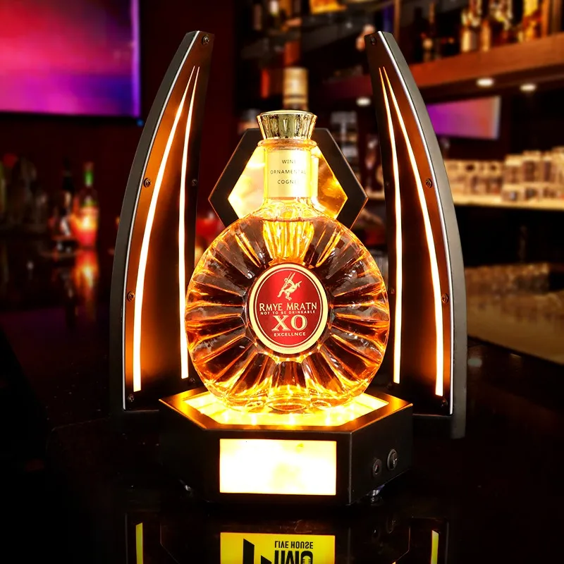New Led Rechargeable Mirror Backlit Sign Champagne Bottle Presenter Imperial Crown Cocktail Wine Whisky Bottle Glorifier